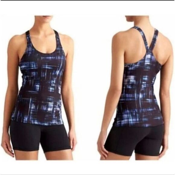 Athleta Plaid Optimism Yoga Tank Top Size Medium - Picture 1 of 6